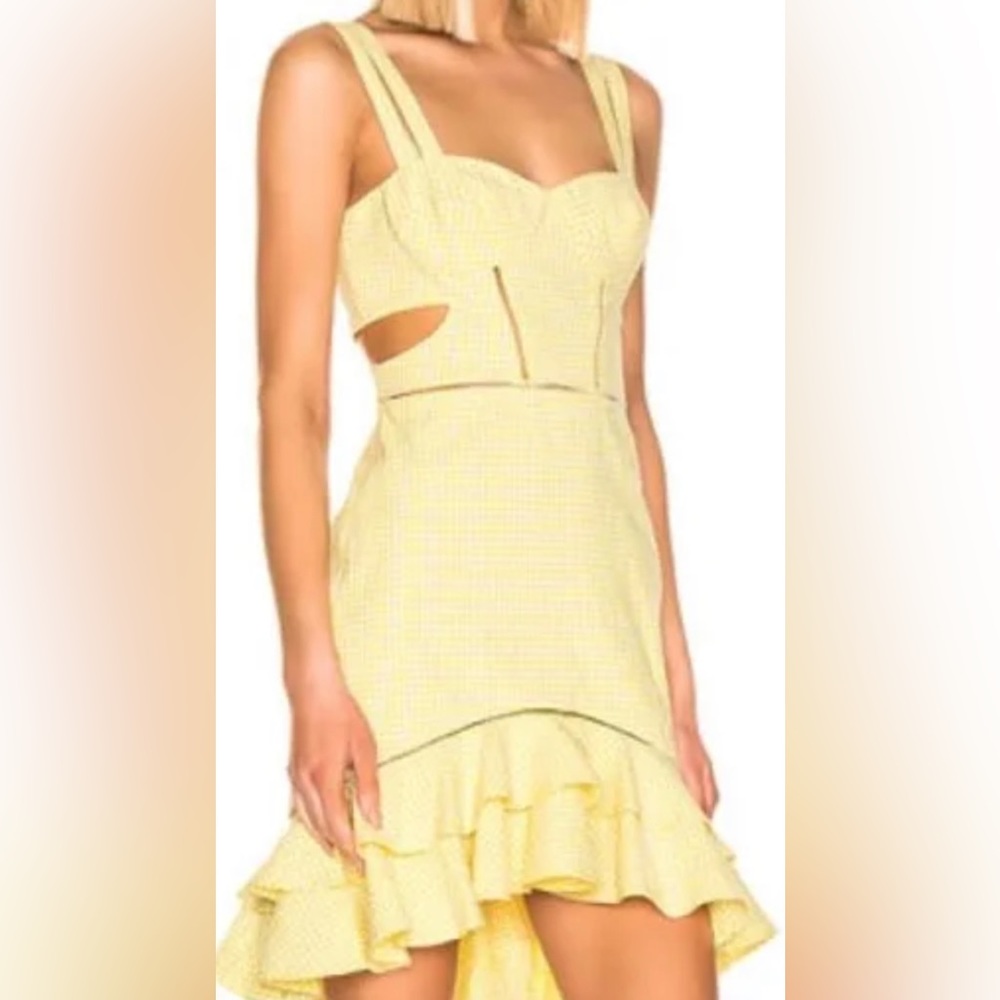 Johnathan Simkhai yellow gingham cutout dress